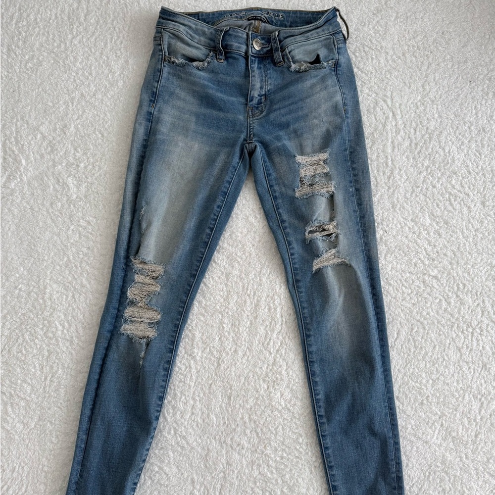 American Eagle Outfitters Ripped Blue Skinny Jeans